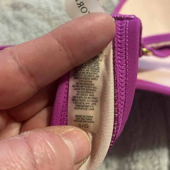 Victoria Secrets Purple Bikini Top Sz L Tie Neck Beach Vacation Adjustable - Picture 3 of 5